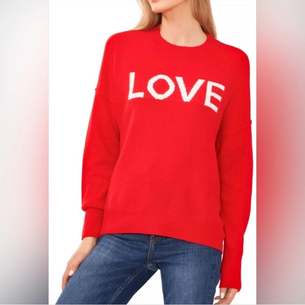 Vince Camuto LOVE Crewneck Sweater Bright Cherry Red XL‎